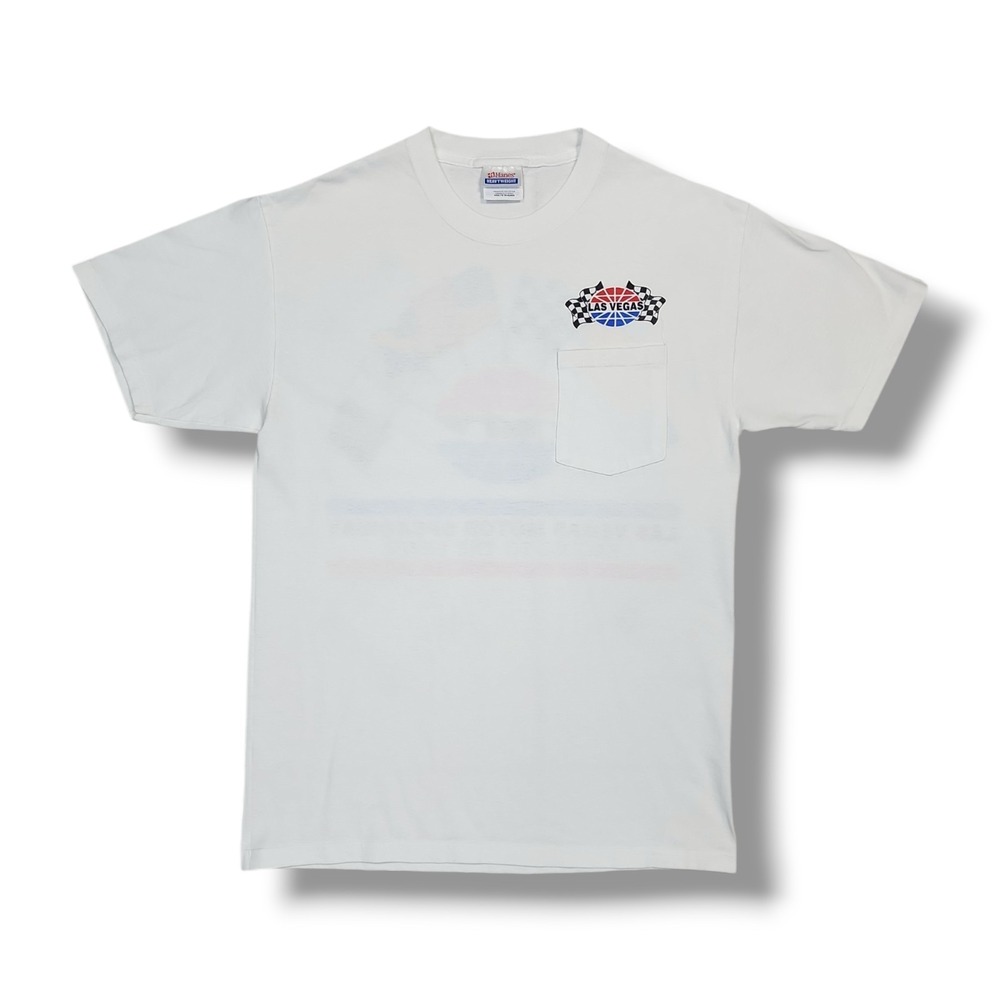 Vintage Las Vegas Motor‎ Speedway T-Shirt Men's Size Medium White Y2K Racing